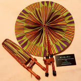 Green Ankara African Print Fan