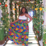 Royal Blue Green Ankara Maxi Skirt