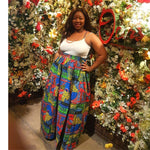 Royal Blue Green Ankara Maxi Skirt