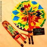 Yellow-Blue Kente Print Fan