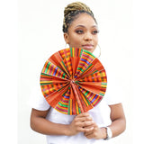 Orange Kente African Print Fan